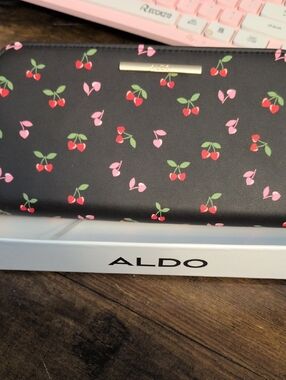 ALDO Black Cherry Print  Wallet New In Box With Tags  Cherry's Style Of The Year